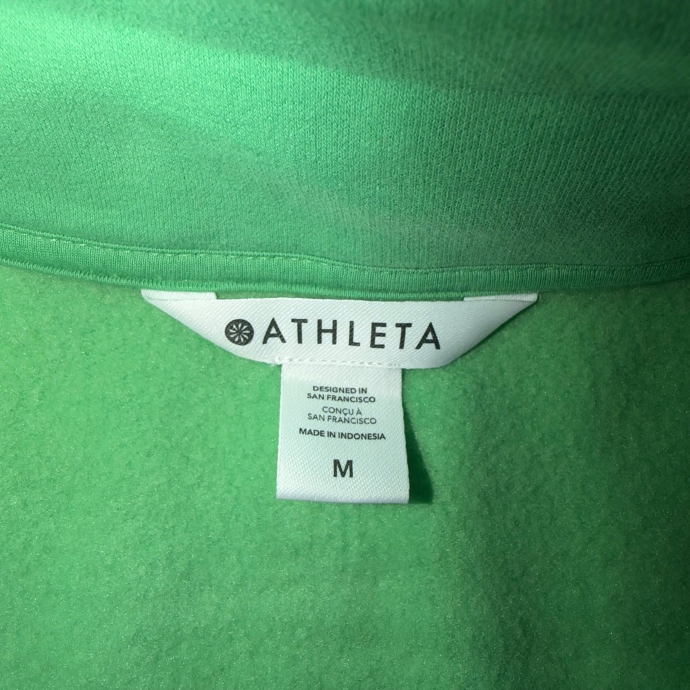 Athleta Forever Fleece 1/4 Zip Sweatshirt Valley Green Medium - Picture 11 of 11